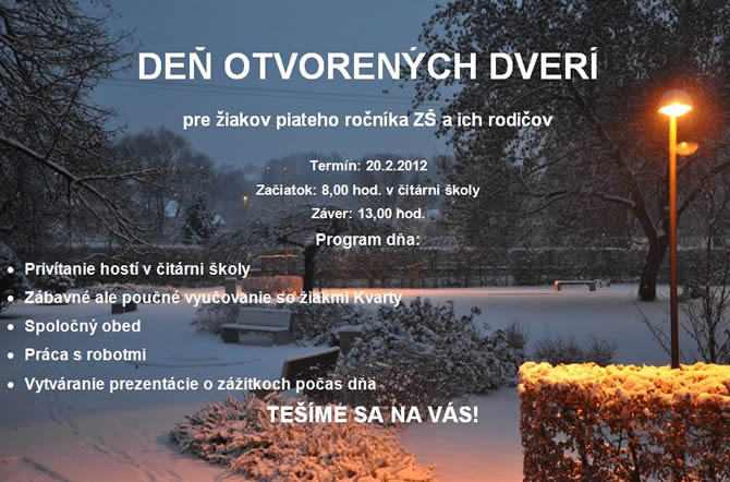 Deň otvorených dverí pre žiakov 5. ročníka