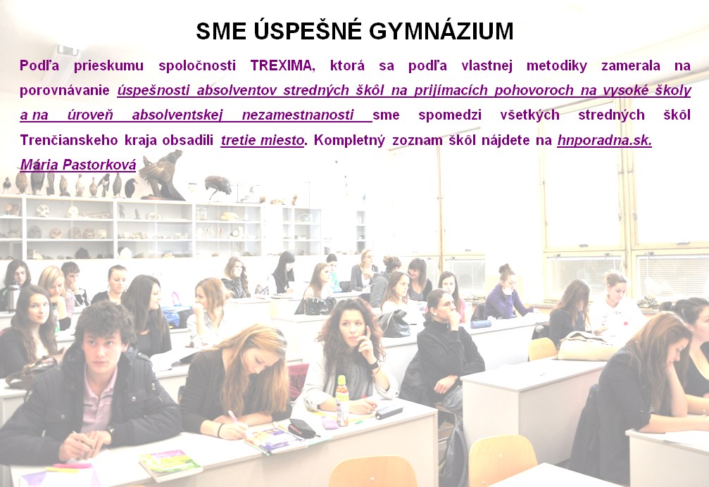 Sme úspešné gymnázium - Gymnázium Púchov